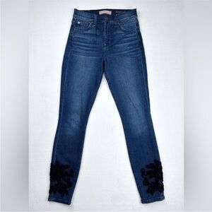 7 for all mankind jeans the high waist ankle skinny with black rose velour